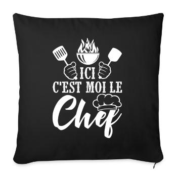 cuisinier cadeau cool chef papa papy cuisinier - Housse de coussin décorative 45 x 45 cm - noir - Devant