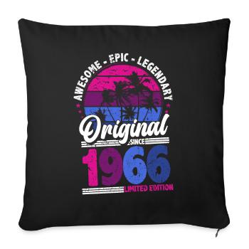 Né en 1966 1966 cadeau d’anniversaire vintage - Housse de coussin décorative 45 x 45 cm - noir - Devant