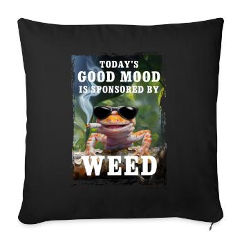 Gecko - La bonne humeur du jour est sponsorisée par weed - Housse de coussin décorative 45 x 45 cm - noir - Devant