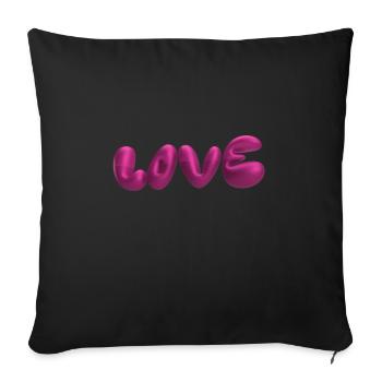 love,3d,buchstaben,ballon,3d,liebe,metallic - Sofakissenbezug 45 x 45 cm - Schwarz - Vorne