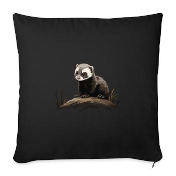 Polecat Baby Animal Forest Nature - Sofa pillowcase 17,3'' x 17,3'' (45 x 45 cm) - black - Front
