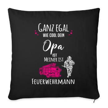 Mein Opa ist Feuerwehrmann - Sofakissenbezug 45 x 45 cm - Schwarz - Vorne