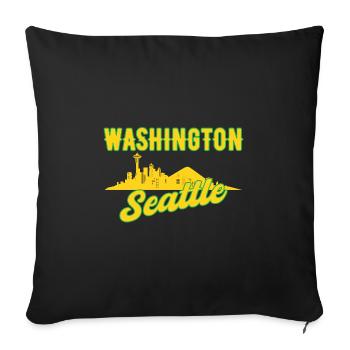 Washington Seattle Skyline Gift - Sofa pillowcase 17,3'' x 17,3'' (45 x 45 cm) - black - Front