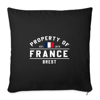 Propriété française Logo Brest - Housse de coussin décorative 45 x 45 cm - noir - Devant