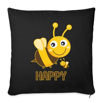 Bee Happy Bees - Sofa pillowcase 17,3'' x 17,3'' (45 x 45 cm) - black - Front