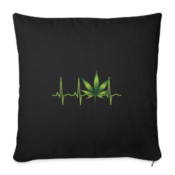 Cannabis chanvre THC 420 - Housse de coussin décorative 45 x 45 cm - noir - Devant