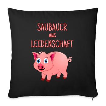 clean farmer, pig farmer, farmer, animal husbandry - Sofa pillowcase 17,3'' x 17,3'' (45 x 45 cm) - black - Front