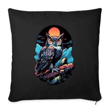 Great owl eagle owl by moonlight - Sofa pillowcase 17,3'' x 17,3'' (45 x 45 cm) - black - Front