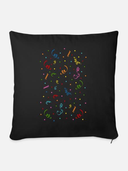 Konfetti Luftschlangen - Sofakissenbezug 45 x 45 cm - Schwarz