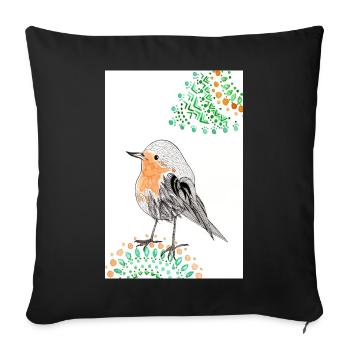Rouge-gorge poster - Housse de coussin décorative 45 x 45 cm - noir - Devant