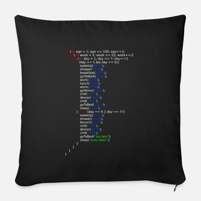 Ma vie - Java Code - Housse de coussin décorative 45 x 45 cm - noir