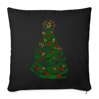 Weihnachtsbaum mit Kerzen und Stern - Sofakissenbezug 45 x 45 cm - Schwarz - Vorne