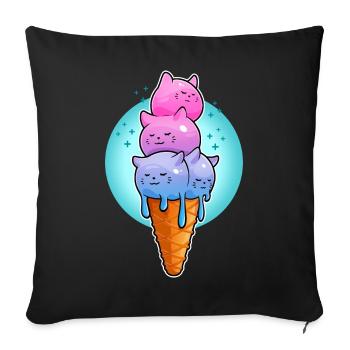Ice Cream kittens - Sofa pillowcase 17,3'' x 17,3'' (45 x 45 cm) - black - Front