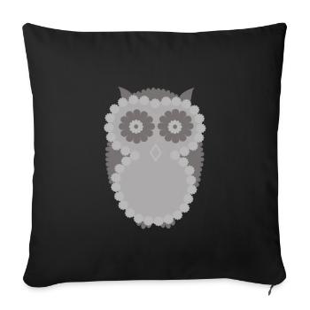 Chouette hulotte aux grands yeux curieux - Housse de coussin décorative 45 x 45 cm - noir - Devant