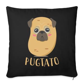 Funny Cute Dog Pug Potato T-Shirt - Housse de coussin décorative 45 x 45 cm - noir - Devant