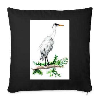 Graureiher Aquarell Poster - Sofakissenbezug 45 x 45 cm - Schwarz - Vorne