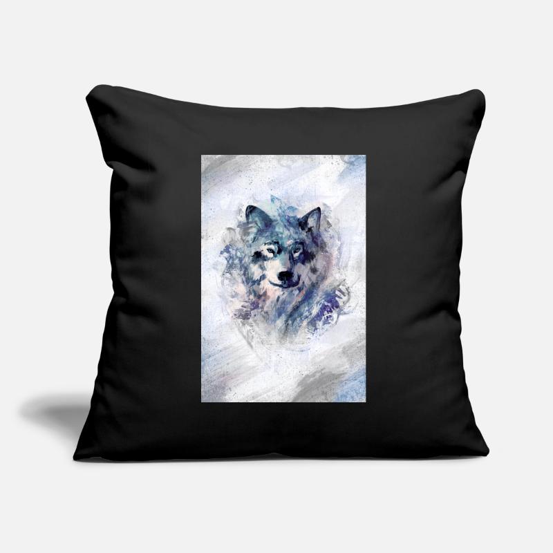 Wolf dans la tempête grey version Housse de coussin décorative 45 x 45 cm