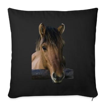 cheval Brun sans cavalier - Housse de coussin décorative 45 x 45 cm - noir - Devant