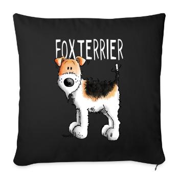 Kleiner Foxterrier - Hund - Hunde - Tier - Comic - Sofakissenbezug 45 x 45 cm - Schwarz - Vorne
