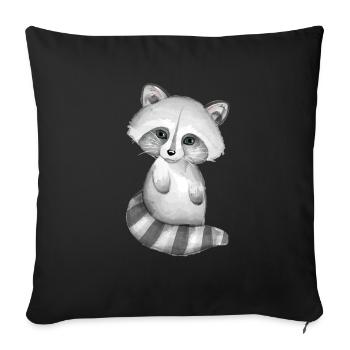 Mignon bébé raton laveur - Housse de coussin décorative 45 x 45 cm - noir - Devant