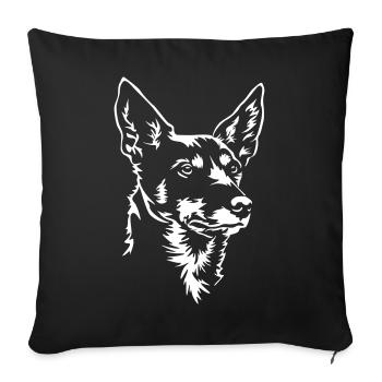 Australian Kelpie head "Black Edition" - Sofa pillowcase 17,3'' x 17,3'' (45 x 45 cm) - black - Front