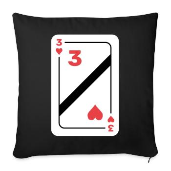 Herz Drei Spielkarte Pokerkarte - Sofakissenbezug 45 x 45 cm - Schwarz - Vorne