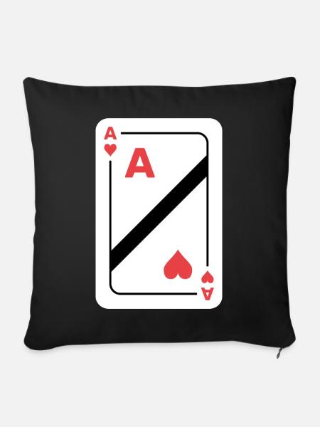 Herz As Spielkarte - Sofakissenbezug 45 x 45 cm - Schwarz