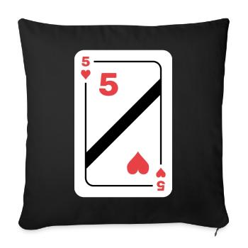 Herz Fünf Spielkarte Pokerkarte - Sofakissenbezug 45 x 45 cm - Schwarz - Vorne
