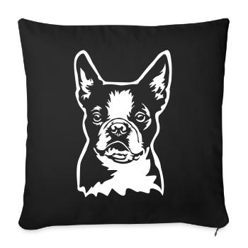 Boston Terrier Kopf "Black Edition" - Sofakissenbezug 45 x 45 cm - Schwarz - Vorne