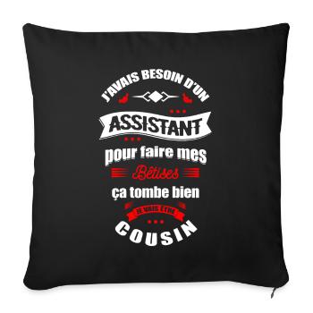 JE VAIS ÊTRE COUSIN - FUTUR COUSIN - Housse de coussin décorative 45 x 45 cm - noir - Devant