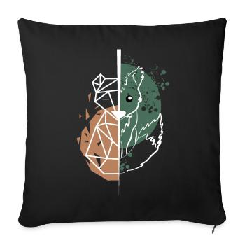 Fox vs origami white drawing - Sofa pillowcase 17,3'' x 17,3'' (45 x 45 cm) - black - Front