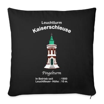 Leuchtturm Kaiserschleuse Bremerhaven Zeichnung - Sofakissenbezug 45 x 45 cm - Schwarz - Vorne