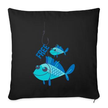 Poissons bleus en liberté - Housse de coussin décorative 45 x 45 cm - noir - Devant