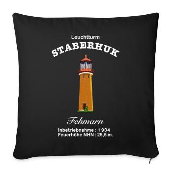 East Frisian island Fehmarn, lighthouse Staberhuk - Sofa pillowcase 17,3'' x 17,3'' (45 x 45 cm) - black - Front