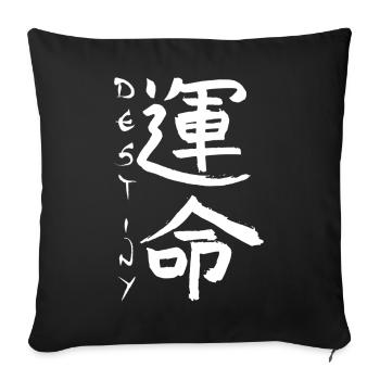 Kanji japonais blanc pour le mot destin - Housse de coussin décorative 45 x 45 cm - noir - Devant