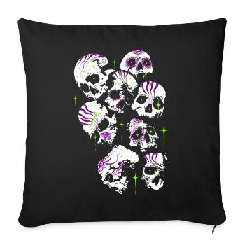 Totenköpfe Totenschädel Halloween Sugar Skulls - Sofakissenbezug 45 x 45 cm - Schwarz - Vorne
