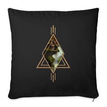 Awesome city on the rock with fairies. - Sofa pillowcase 17,3'' x 17,3'' (45 x 45 cm) - black - Front