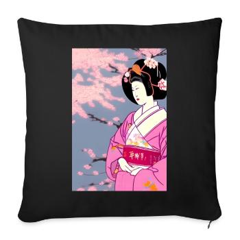 Geisha 3 - Housse de coussin décorative 45 x 45 cm - noir - Devant