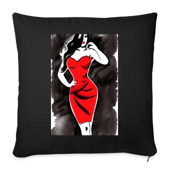 Pin up 2 - Housse de coussin décorative 45 x 45 cm - noir - Devant