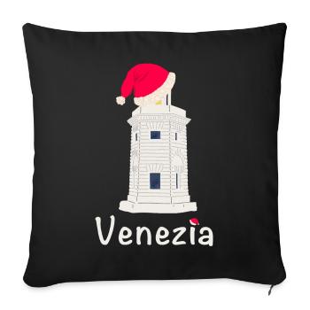 Christmas Venice Lighthouse SanGiorgio Maggiore - Sofa pillowcase 17,3'' x 17,3'' (45 x 45 cm) - black - Front