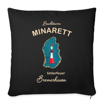 Bremerhaven, phare sous le feu, minaret, - Housse de coussin décorative 45 x 45 cm - noir - Devant