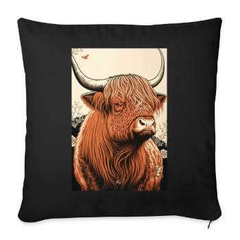 Ukiyo bovins des Highlands - Housse de coussin décorative 45 x 45 cm - noir - Devant