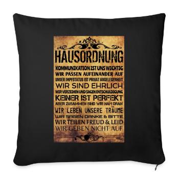 Hausordnung Vintage - Sofakissenbezug 45 x 45 cm - Schwarz - Vorne
