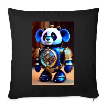 Niedlicher Uhrwerk Baby-Panda Android - Sofakissenbezug 45 x 45 cm - Schwarz - Vorne