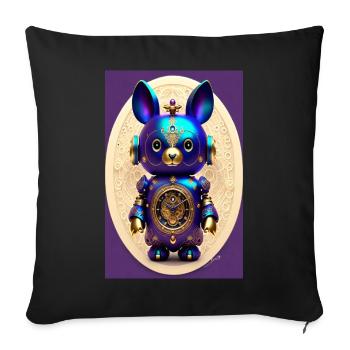 Niedlicher Uhrwerk Baby-Hase Android - Sofakissenbezug 45 x 45 cm - Schwarz - Vorne