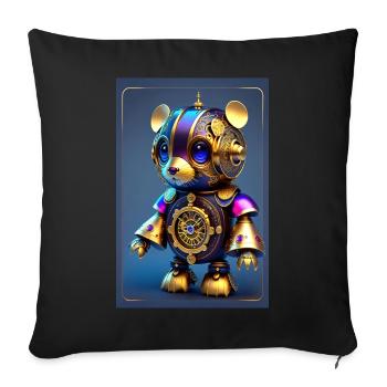 Niedlicher Uhrwerk Baby-Hamster Android - Sofakissenbezug 45 x 45 cm - Schwarz - Vorne