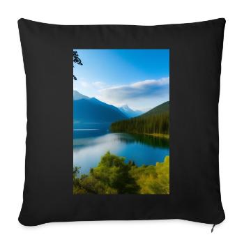 Landscape with lake and mountains - Sofa pillowcase 17,3'' x 17,3'' (45 x 45 cm) - black - Front