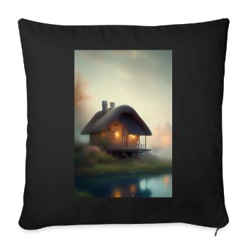 Charming lakeside cabin - Sofa pillowcase 17,3'' x 17,3'' (45 x 45 cm) - black - Front