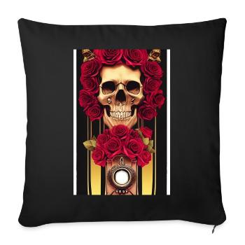 Abstract skull with roses - Sofa pillowcase 17,3'' x 17,3'' (45 x 45 cm) - black - Front