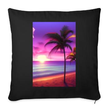 Caribbean Palm Beach - Sofa pillowcase 17,3'' x 17,3'' (45 x 45 cm) - black - Front